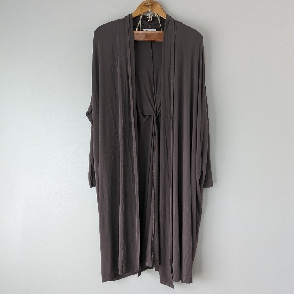 Bryn Walker Duster Women's XS Brown Long Cardigan Micro Modal Scrunch Back